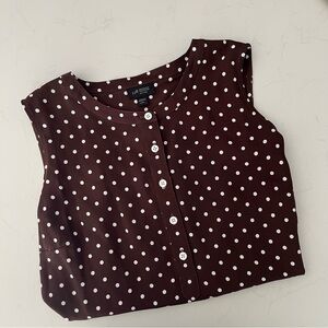 J. Jill Wearever Collection Brown & White  Polka Dot Sleeveless Blouse LP